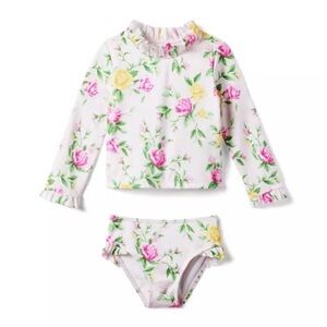 Janie and Jack FLORAL RASH GUARD SET cotton candy pink floral 5 girls